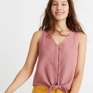 Madewell Texture and Thread Button-Up Tie Front Tank Top Blush Pink Size S